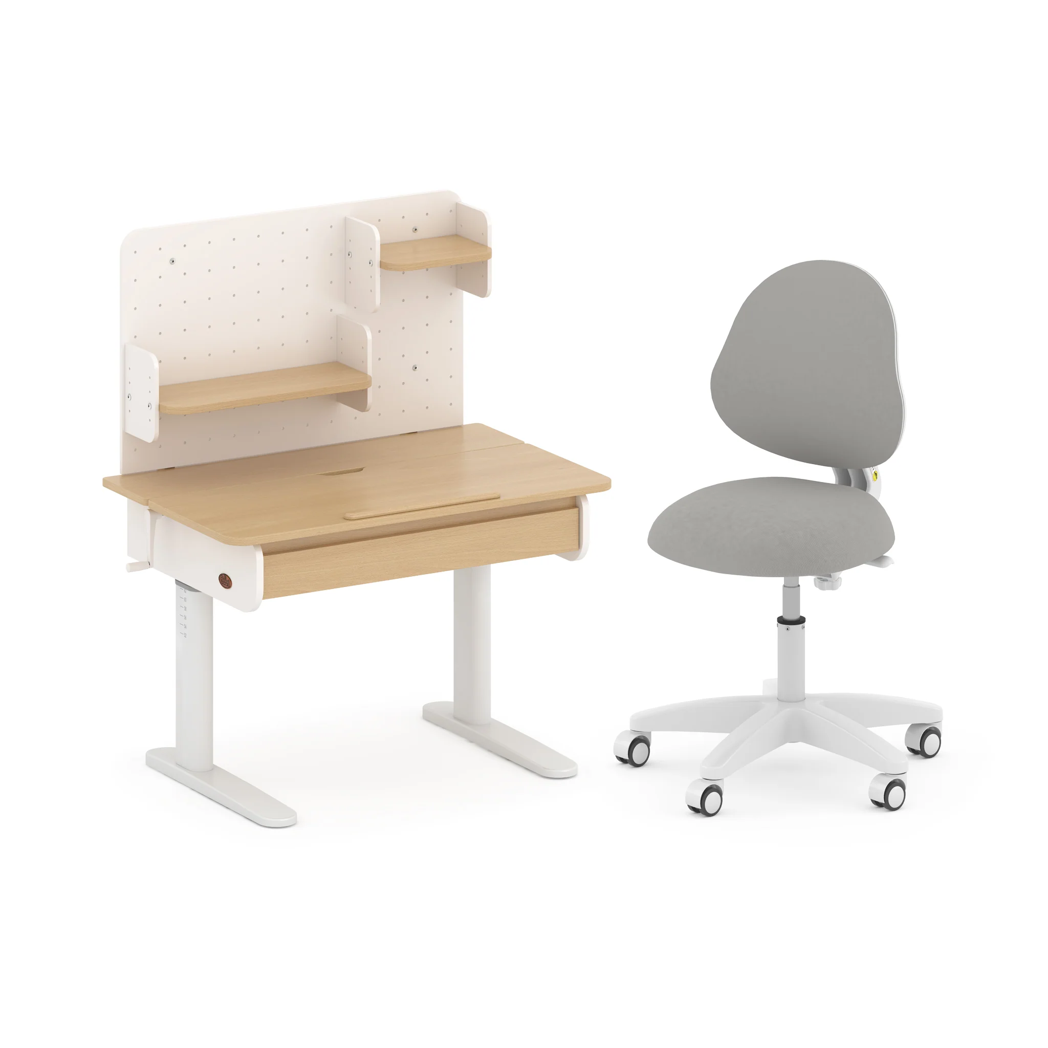 Ergonomic Desk with Pegboard Bookshelf and Study Chair Bundle - Image 17