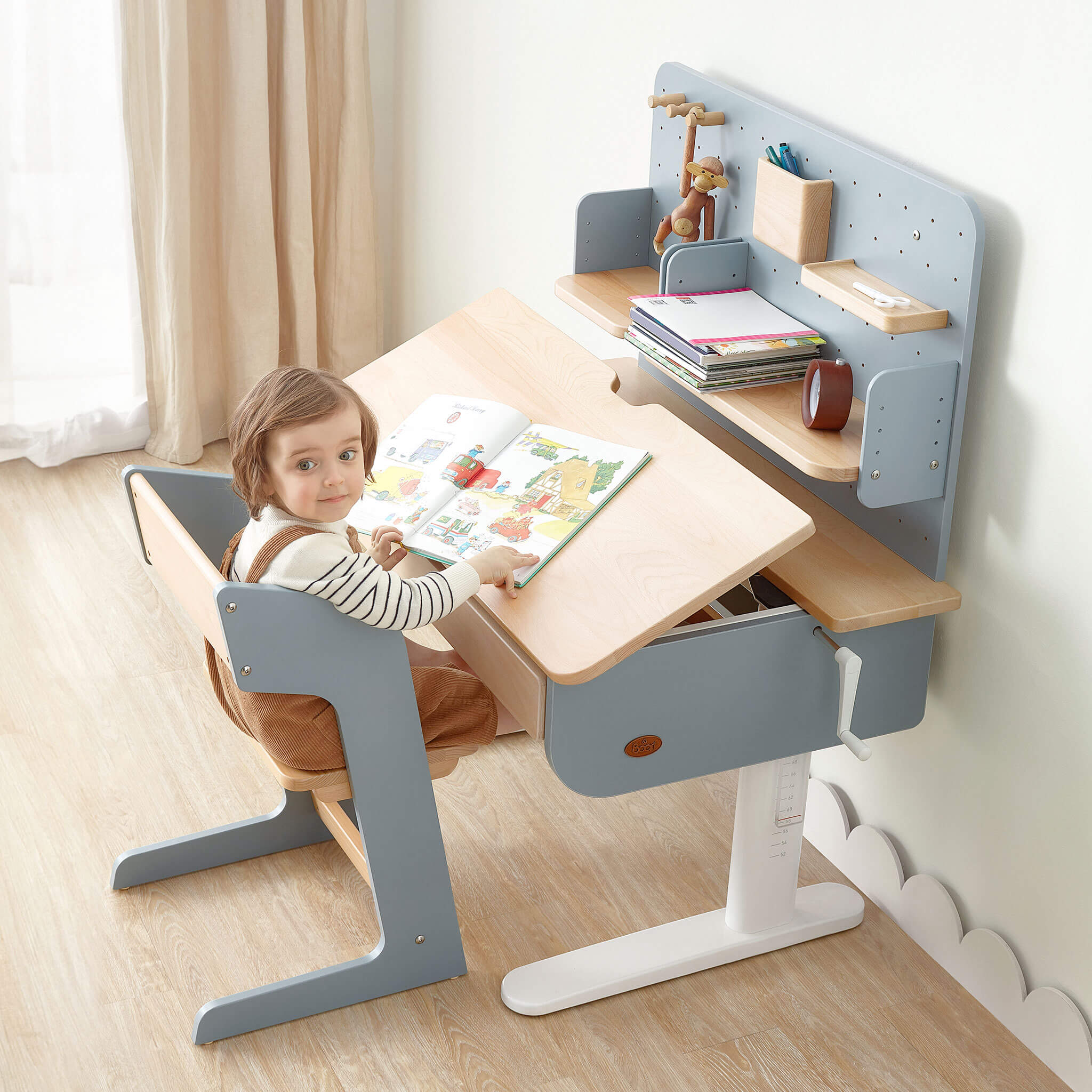 Ergonomic Desk with Pegboard Bookshelf and Study Chair Bundle - Image 4