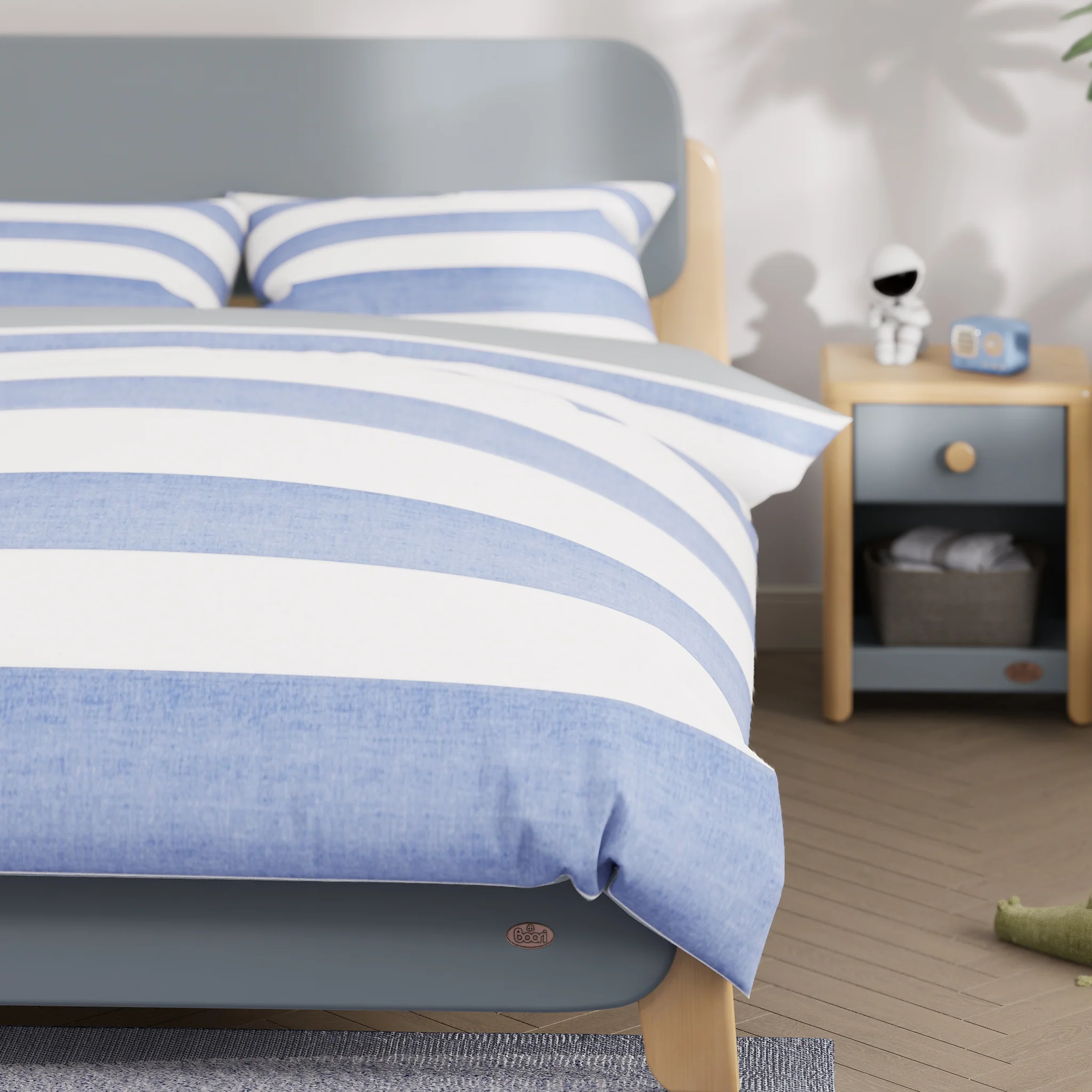 Blue Stripe Double Quilt Cover Set - Image 3