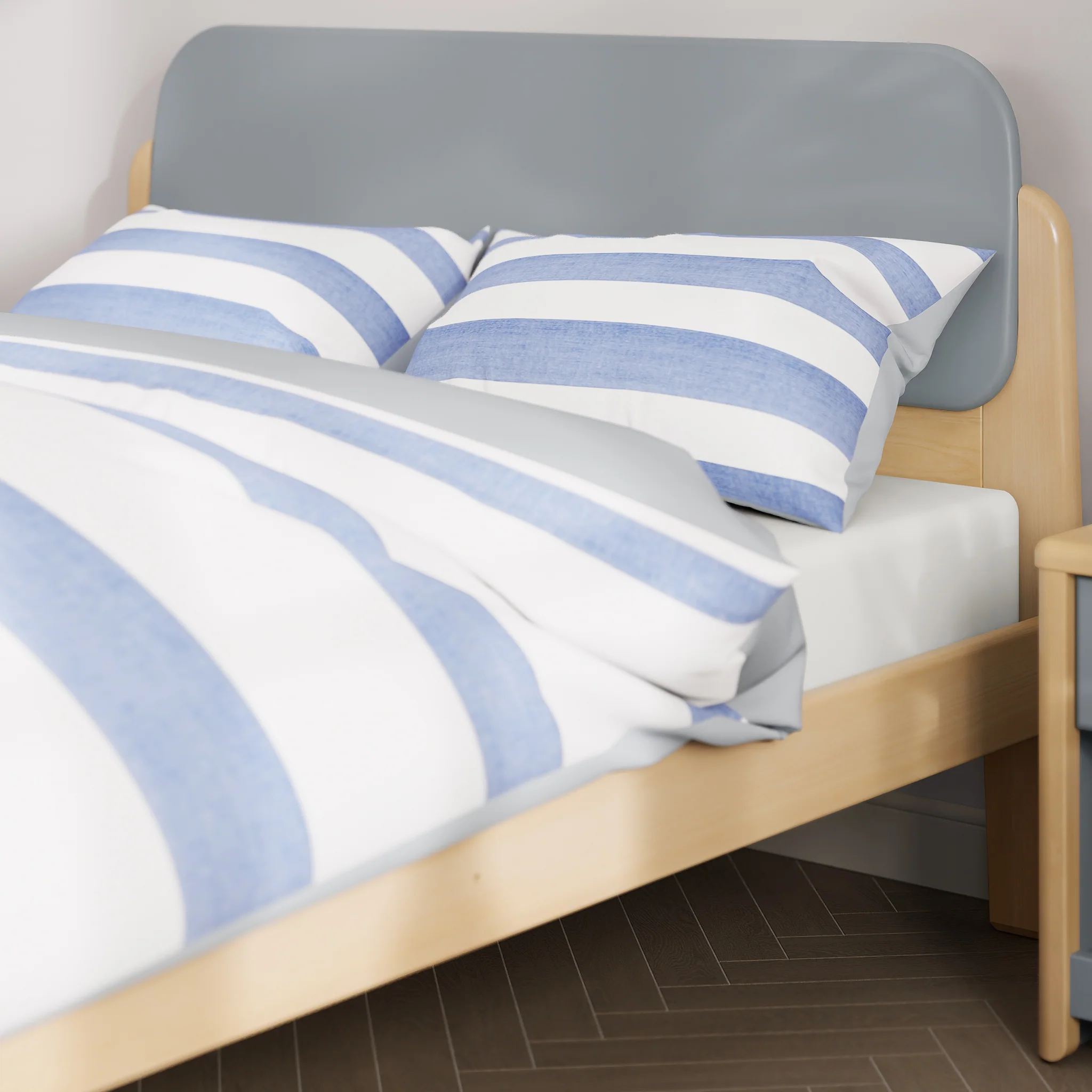 Blue Stripe Double Quilt Cover Set - Image 5