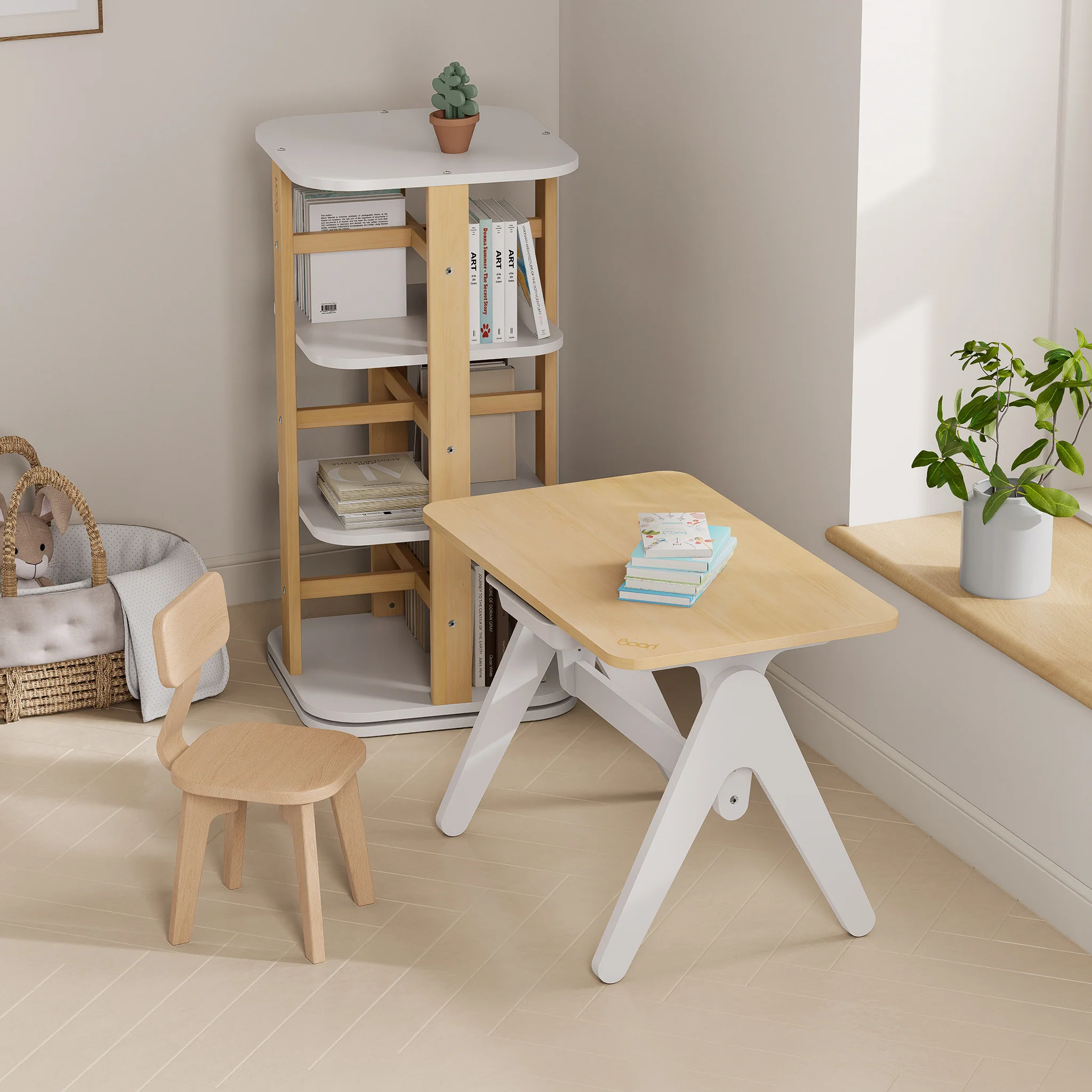 Tidy Learning Table with 2 Chairs and Bookshelf Bundle - Image 2