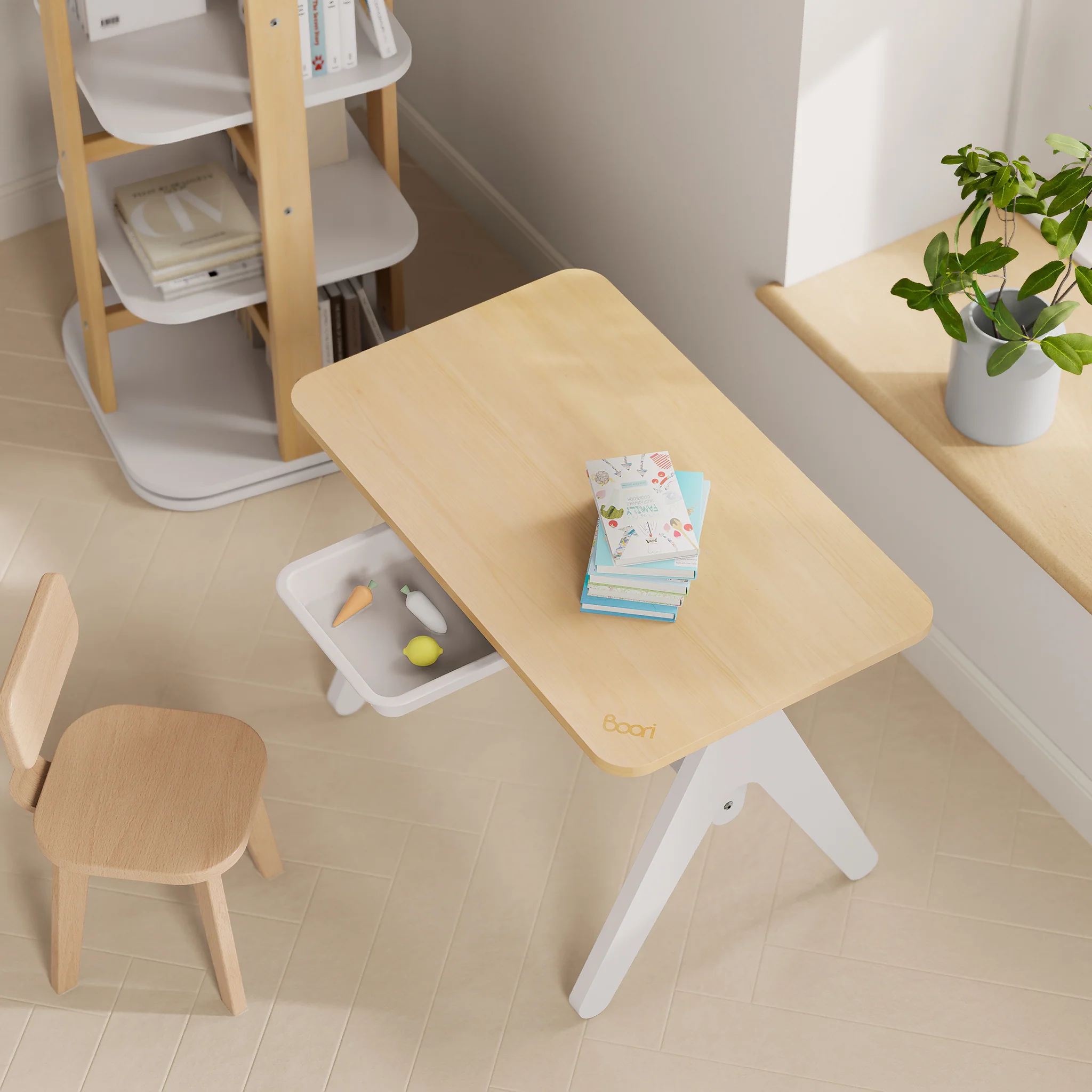Tidy Learning Table with 2 Chairs and Bookshelf Bundle - Image 4
