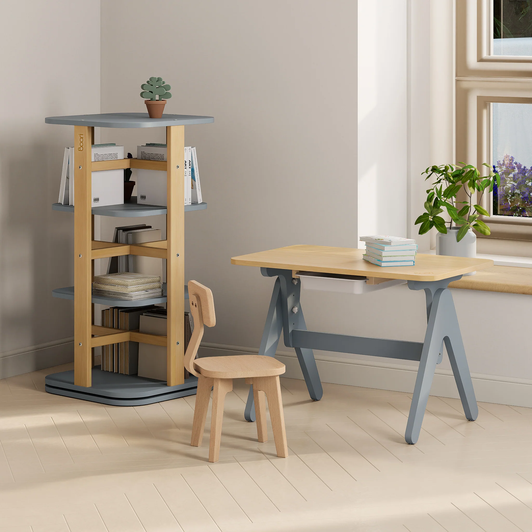 Tidy Learning Table with 2 Chairs and Bookshelf Bundle - Image 7