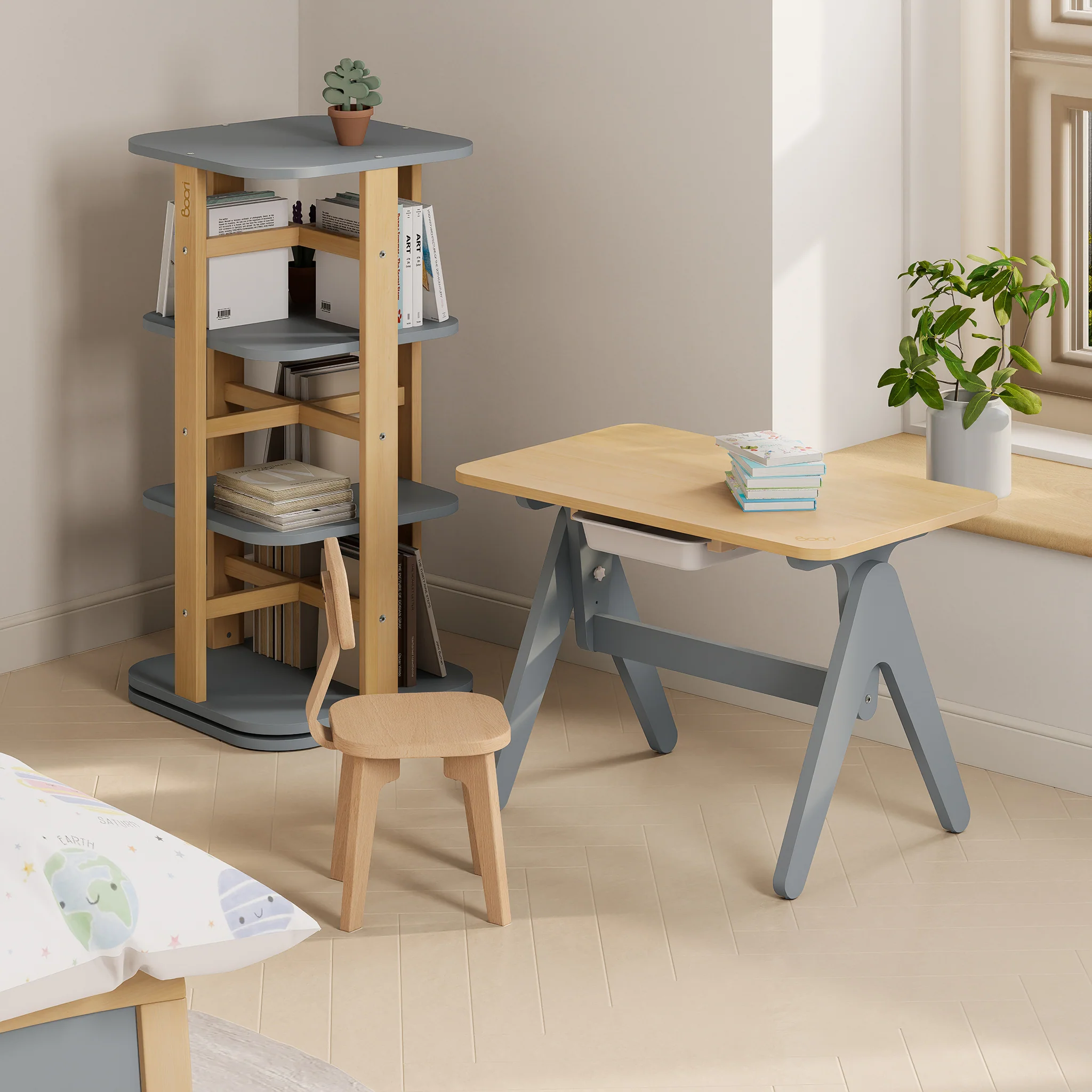 Tidy Learning Table with 2 Chairs and Bookshelf Bundle - Image 9